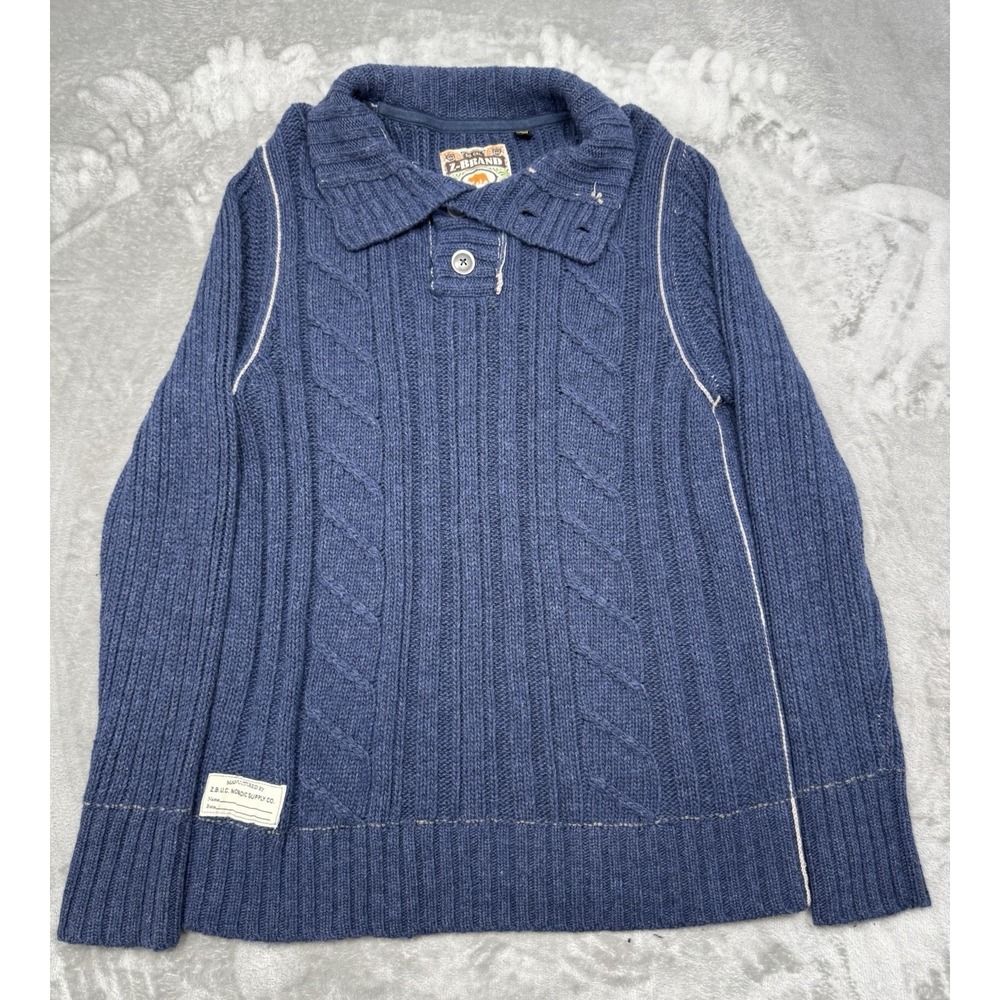 Vintage So Cal Sweater Womens XL Blue Pullover Cable Knit Wool No Fear Y2K 90s